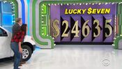 She says 5 and is exactly right four times in a row! She wins the Nissan Frontier King Cab S 4x2! Give Drew that buck for the truck. You keep the remaining $6!