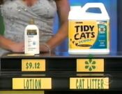 She says the Tidy Cat litter is less expensive than the Gold Bond lotion.