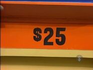 The drill is $25 for a total of $60 in the keep column thus far. If the jeans are $39 or more, she wins.