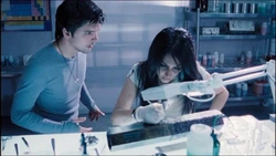 Sarah cleaning the Artifact up