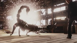 The Brontoscorpio in the present before returning through the Anomaly