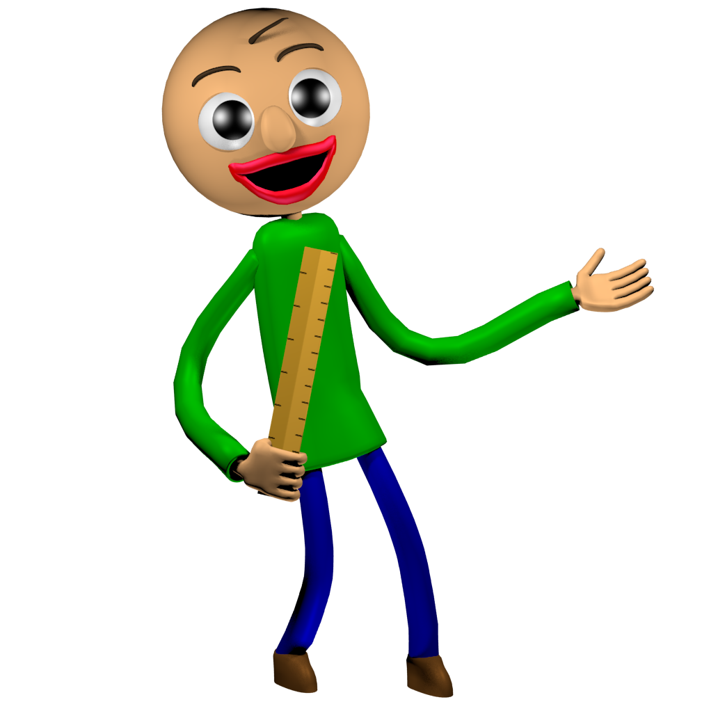 baldi from baldi's basics with a wooden ruler and