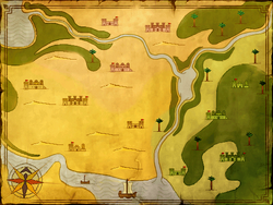 Persia, India, and Aresura on a Map from Battles of Prince of Persia