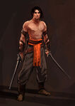 Early concept of the Prince in Warrior Within (shirtless)