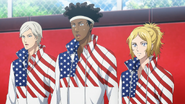 Dodo, Kiko, and Alan surprised with Ryoma scoring against Ralph