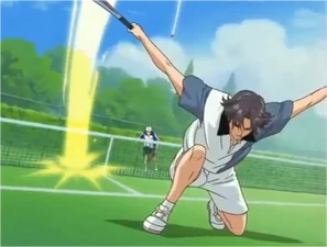 Atobe using Higuma Otoshi.