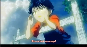 Little Ryoma yelling at Ryoga to give back his orange.