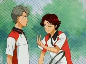 Kikumaru and Chotaro pair during their match agaisnt Oishi and Shishido pair