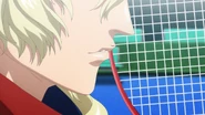 Camus kisses his racket