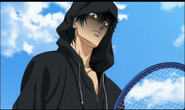A hooded figure (Ryoga) interferes and saves Ryoma