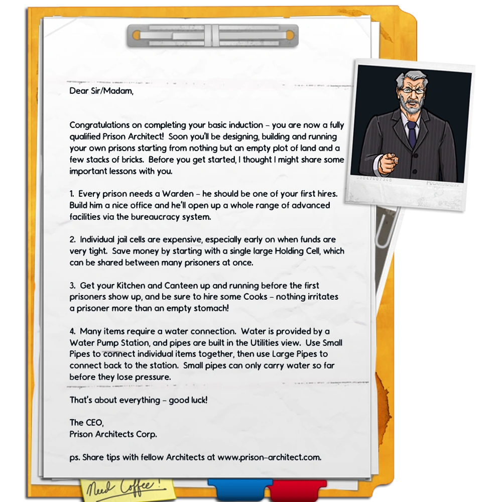 CEO s Letter Prison Architect Wiki Fandom