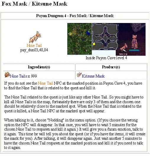 Fox Mask Quest Philippine Ragnarok Online Wiki Fandom