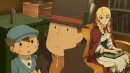 Aria, Luke y Layton en el despacho.