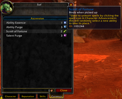 WoW with random abilities scroll of fortune