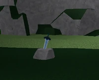 The old blade cannot be pulled out from the rock by normal means.