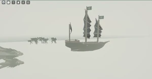 A boat floating over the Void