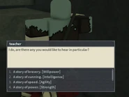 The Teacher's dialogue and options