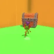 Yooka using the Tail Twirl to open up a Treasure Chest in the Toybox demo.