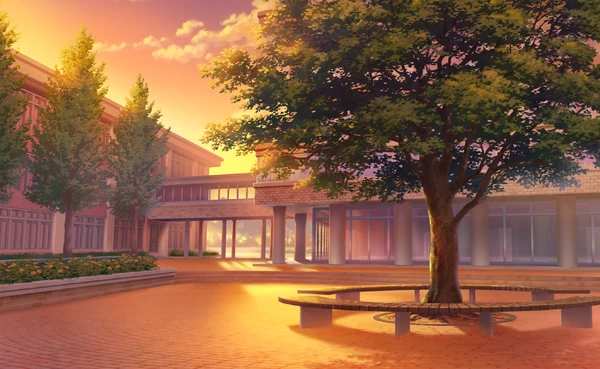 Background Miya Girls Academy Courtyard (Evening)