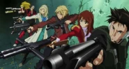Ready to fire: Xiaomu, Reiji, Leanne, Zephyr, Erica and Chris (Project X Zone Opening)