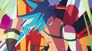 Promare galo thymos.jpg (92 KB) Shot of Galo sitting next to his Matoi Tech