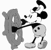 Black-and-white Mickey in the cartoon