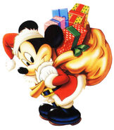 Mickey dressed as Santa Claus