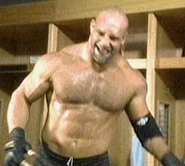 Goldberg backstage preparing for his match with Raven.