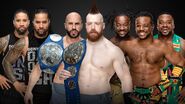 The Bar (c) vs. The New Day vs. The Usos in a Triple Threat Tag Team Match for the WWE SmackDown Tag Team Championship