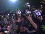 A bunch of fans dressed up as Juggalos.