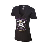 WrestleMania 34 Skull Black Women's V-Neck T-Shirt