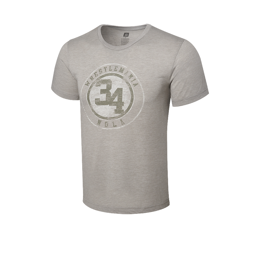 WrestleMania 34 Distressed Logo Grey T-Shirt | Pro Wrestling | Fandom