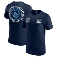 Men's Navy John Cena WWE x Manchester City Hustle Loyalty Respect T-Shirt