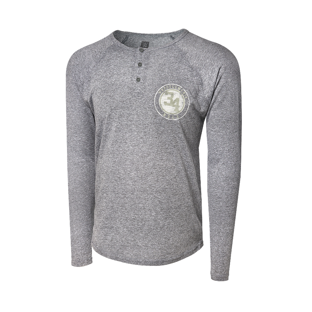 WrestleMania 34 Grey Long Sleeve Henley T Shirt Pro Wrestling Fandom