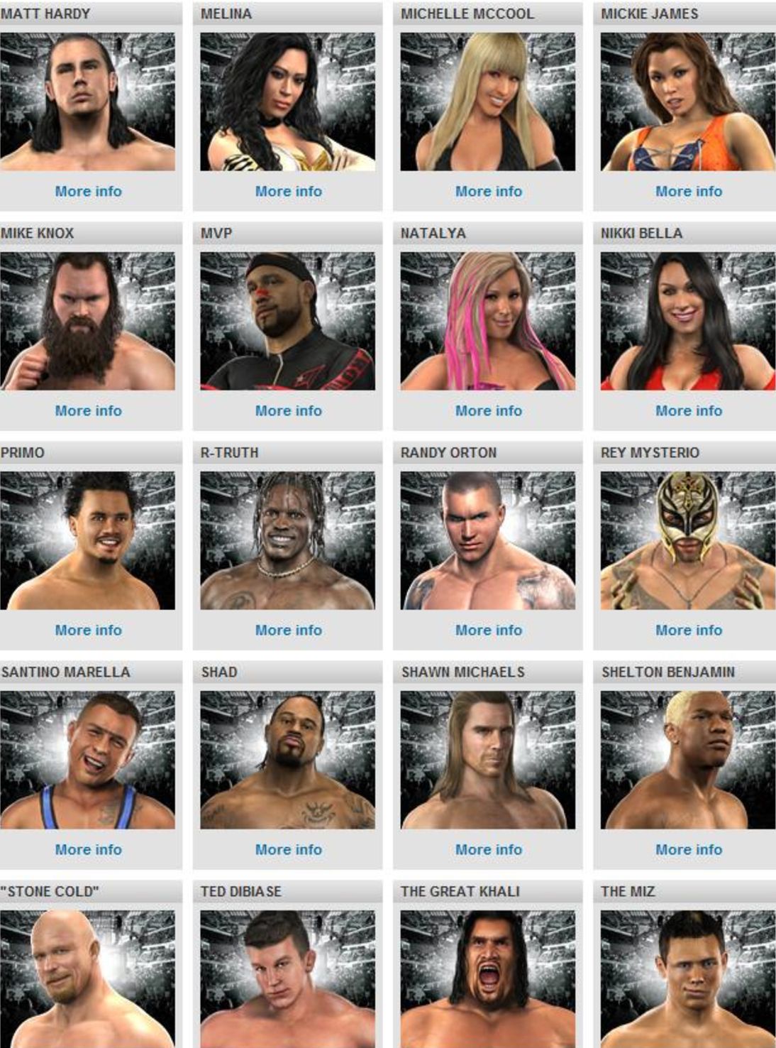 wwe 2k10 characters