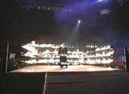 The ring ropes catch on fire.