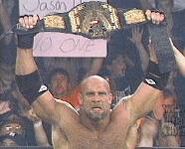 Goldberg celebrates his victory.