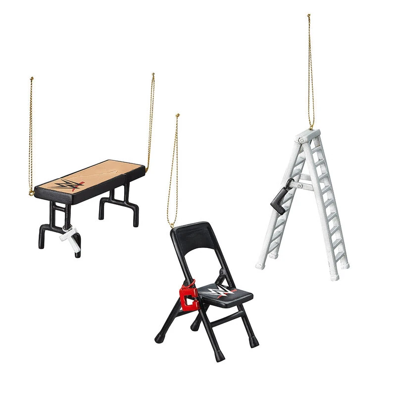 WWE Tables, Ladders, and Chairs Holiday Ornament Set Pro Wrestling
