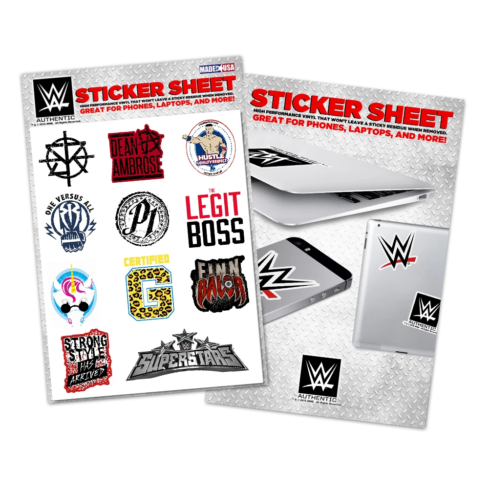 WWE Assorted Superstar Sticker Sheet Pro Wrestling Fandom