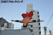 Yuko Miyamoto does a moonsault.