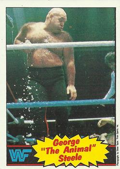 George Steele Signed 1985 Topps Stickers WWE Rookie Card RC WWF The Animal Auto 