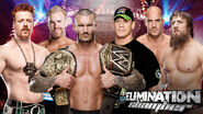 Randy Orton (c) v John Cena v Sheamus v Daniel Bryan v Cesaro v Christian in a Elimination Chamber match for the WWE World Heavyweight Championship