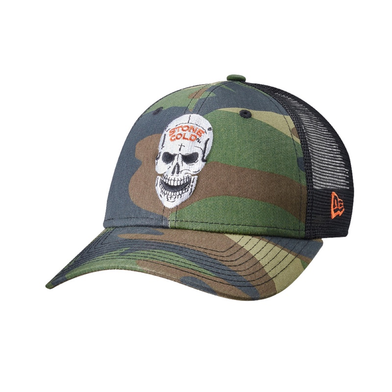Stone Cold Skull Austin Trucker Hat Mesh Cap Snapback Adjustable New-Black/White 