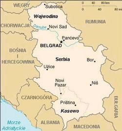 Mapa Serbii i Kosowa.