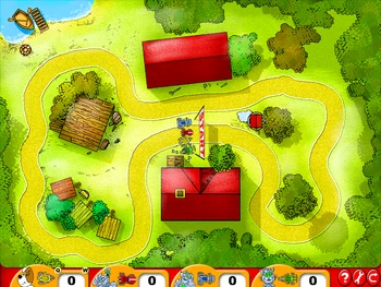 Tak wygląda gra Wyścig - wraz z widokiem podwórka z lotu ptaka.