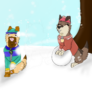 Tristan and Choco throing snowballs december challenge day 2