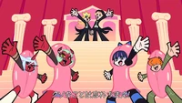 The four girls, Loser Hat, and Brief performing at the theater.