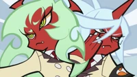Scanty and Kneesocks after arriving at Daten City High.