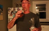 Larry drinking beer
