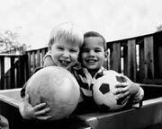 Human eyesight two children and ball normal vision